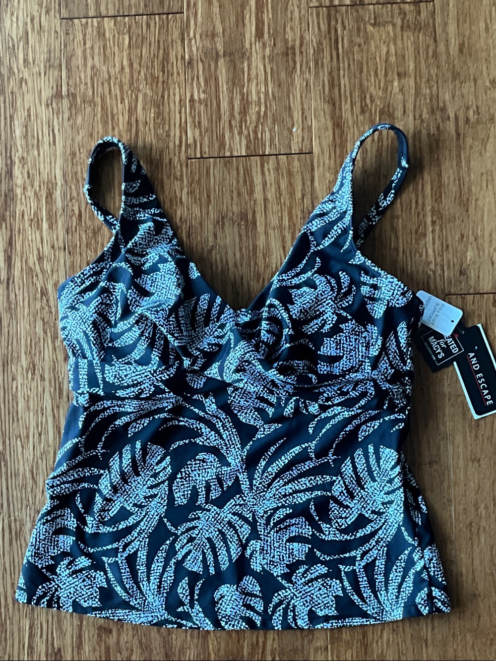 Island Escape Black and White Speckled Swim Top